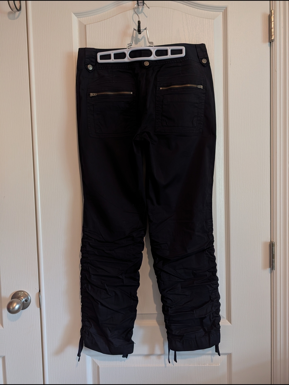 INC Concepts Black Ruched Dressy Cargo Pants Sz 8 With Bandeau Waist Cloth Belt